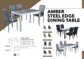 AMBER STEEL EDGE DINING TABLE 150cm Wide